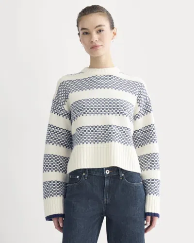 Everlane Nordic Cropped Boxy Crew Neck Sweater In White