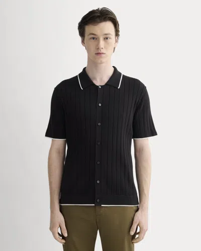 Everlane No-sweat Button-down Polo Sweater In Black