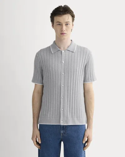 Everlane No-sweat Button-down Polo Sweater In Heather Grey In Blue