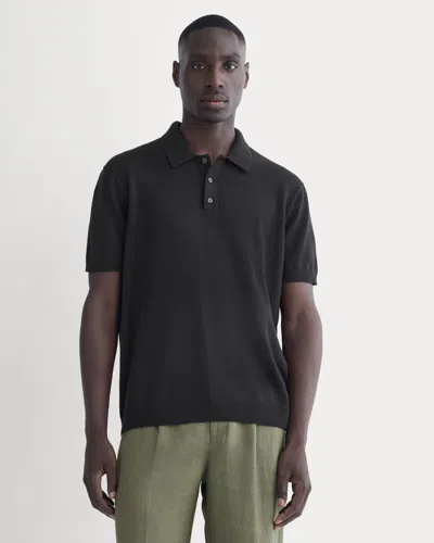 Everlane No-sweat Polo Sweater In Black