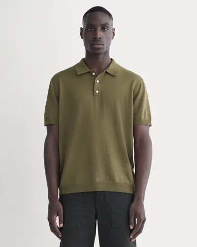 Everlane No-sweat Polo Sweater In Olive In Green