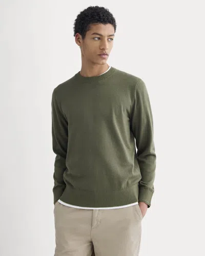 Everlane No-sweat Sweater In Heathered Olive Night In Green