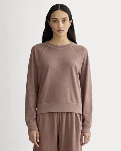 Everlane Off-duty Long-sleeve Tshirt In Brown Garment Dye In Pink