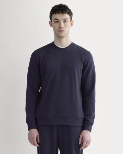 Everlane Off-duty Terry Crew Neck Sweater In Navy In Blue