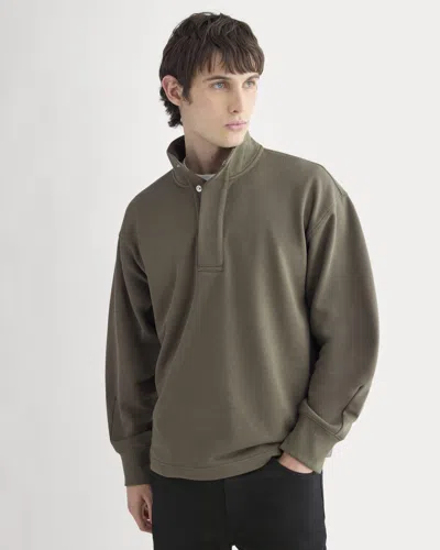 Everlane Off-duty Terry Pullover In Olive Night In Gray