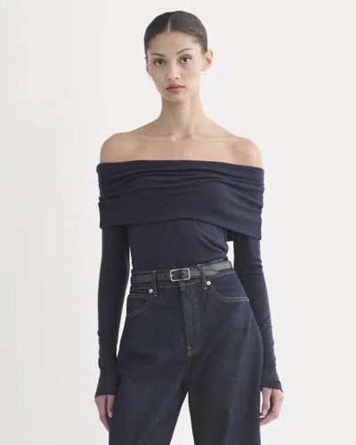 Everlane Off-the-shoulder Top In Blue