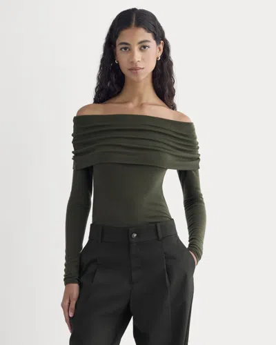 Everlane Off-the-shoulder Top In Green