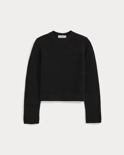 Everlane Open Knit Long-sleeve Crew Neck Sweater Neck Tshirt In Black