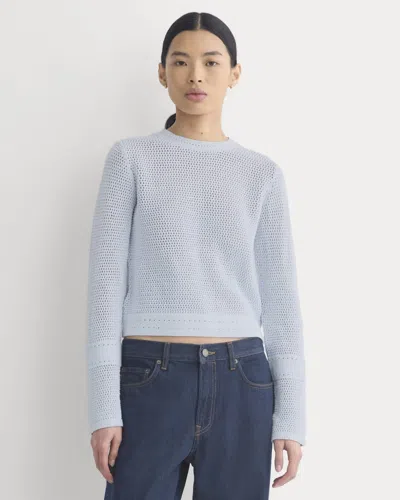 Everlane Open Knit Long-sleeve Crew Neck Sweater Neck Tshirt In Blue