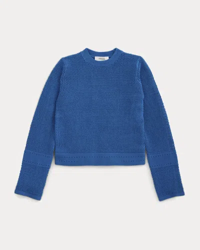 Everlane Open Knit Long-sleeve Crew Neck Sweater Neck Tshirt In Blue