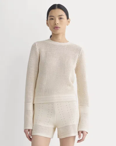 Everlane Open Knit Long-sleeve Crew Neck Sweater Neck Tshirt In Neutral