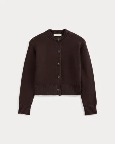 Everlane Open-knit Cardigan Crew In Elevated Cotton In Coffee Bean In Brown