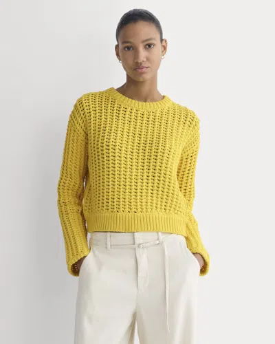 Everlane Open-knit Crew Neck Sweater In Elevated Cotton In Passion Fruit In Yellow