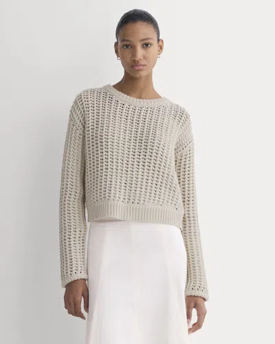 Everlane Open-knit Crew Neck Sweater In Elevated Cotton In Peyote In Neutral
