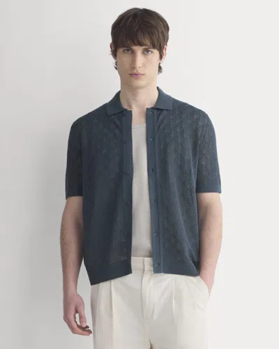 Everlane Open-knit Resort Shirt In Midnight Navy In Blue