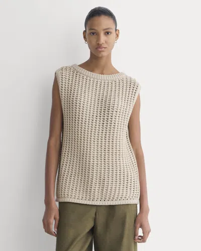 Everlane Open-knit Tunic Sweater Vest In Elevated Cotton In Peyote In Neutral