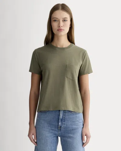 Everlane Organic Cotton Box-cut Pocket Tshirt | Pocket In Kalamata In Green