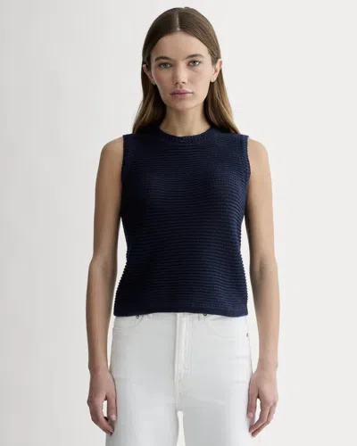 Everlane Organic Cotton Open-stitch Tank Top Sweater In Navy In Blue