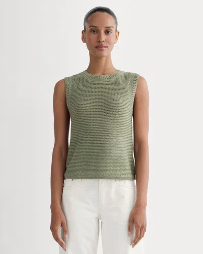 Everlane Organic Cotton Open-stitch Tank Top Sweater In Sagebrush In Green