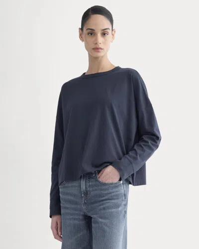 Everlane Oversized Boxy Crew Neck Tshirt In Blue