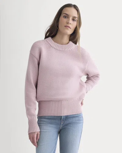 Everlane Oversized Cocoon Crew Neck Sweater In Elevated Cotton In Burnished Lilac In Pink