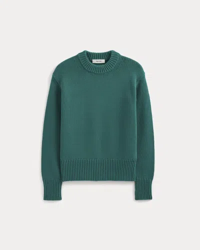 Everlane Oversized Cocoon Crew Neck Sweater In Elevated Cotton In Everglade In Green