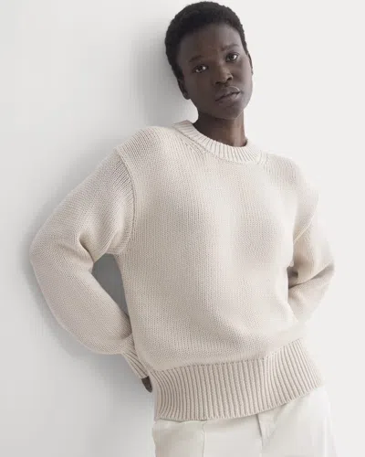 Everlane Oversized Cocoon Crew Neck Sweater In Elevated Cotton In Peyote In Neutral