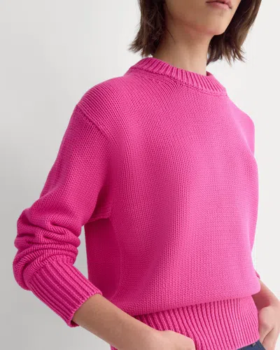 Everlane Oversized Cocoon Crew Neck Sweater In Elevated Cotton In Rose Violet In Pink