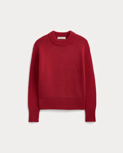 Everlane Oversized Cocoon Crew Neck Sweater In Elevated Cotton In Vintage Red