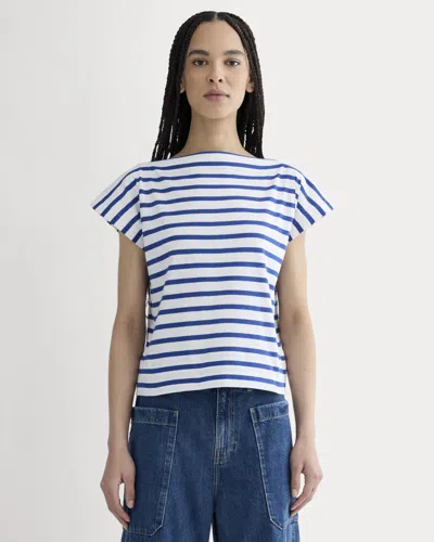 Everlane Oversized Muscle Tshirt In Bone/mazarine Blue