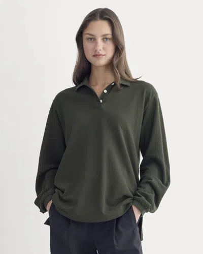 Everlane Oversized Pique Polo Tshirt In Dark Green