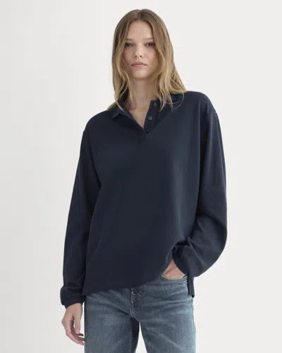 Everlane Oversized Pique Polo Tshirt In Deep Navy In Blue