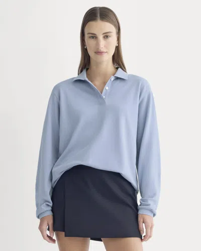 Everlane Oversized Pique Polo Tshirt In Soft Blue