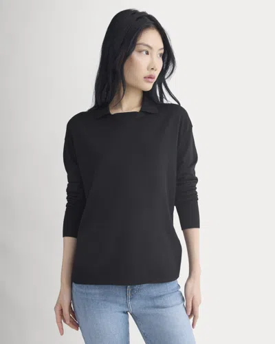 Everlane Oversized Polo Sweater In Black
