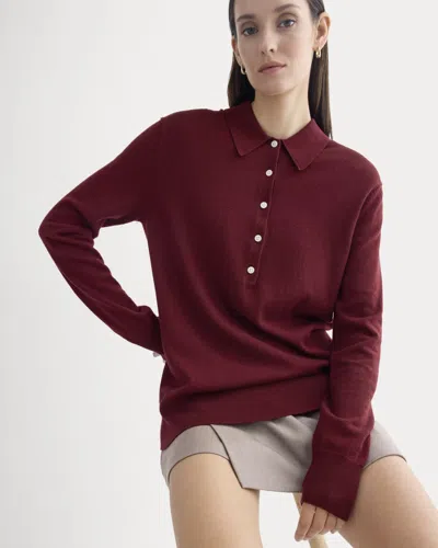 Everlane Oversized Polo Sweater In Red