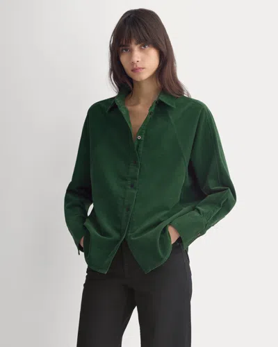 Everlane Oversized Raglan Shirt In Pinwale Corduroy-eden Green
