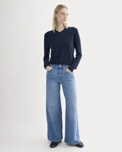 Everlane Paneled Wide-leg Jean In Tungsten Scratch In Blue