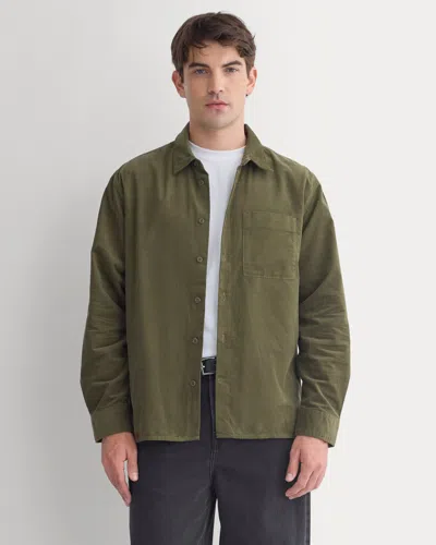 Everlane Pinwale Corduroy Shirt In Olive Night In Green