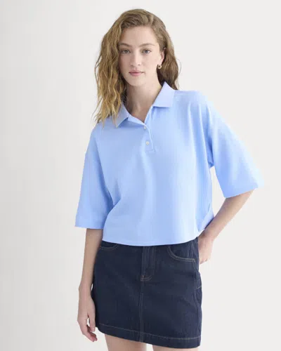 Everlane Pique Boxy Polo In Open Air Blue