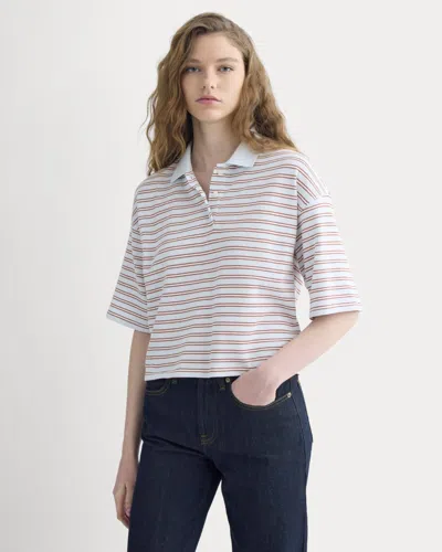 Everlane Pique Boxy Polo In Skywriting/henna/gardenia In Multi
