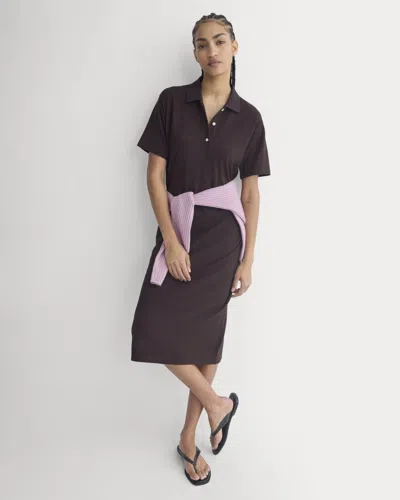 Everlane Pique Polo Short-sleeve Dress In Dark Chocolate In Brown