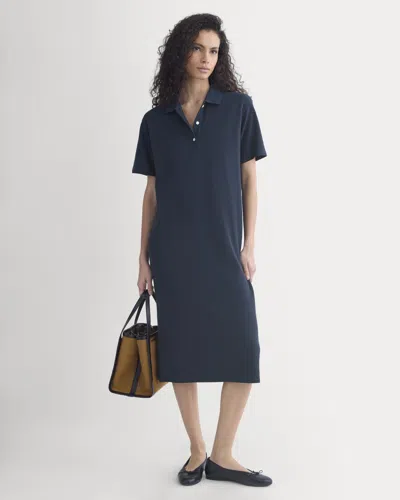 Everlane Pique Polo Short-sleeve Dress In Navy In Blue