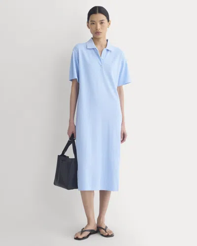Everlane Pique Polo Short-sleeve Dress In Open Air Blue