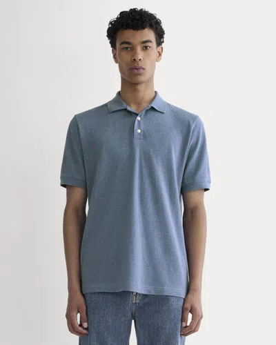 Everlane Pique Polo Tshirt In Heather Soft Cobalt In Blue