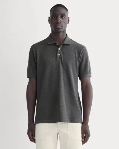 Everlane Pique Polo Tshirt In Heathered Graphite In Gray
