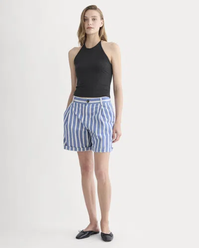 Everlane Pleated Chino Pant Short In Dutch Blue/natural In Black
