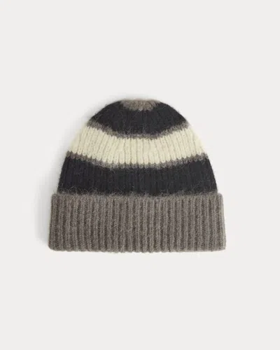 Everlane Plush Alpaca Beanie In Mid Grey Heather/black/bone In Multi