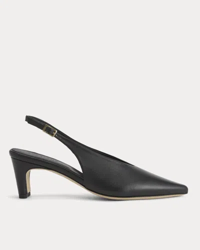 Everlane Pointed-toe Slingback Heel In Black Leather