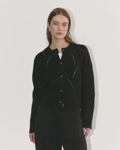 Everlane Pointelle Cardigan In Black