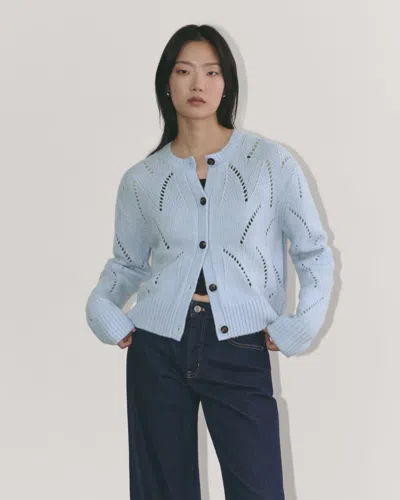 Everlane Pointelle Cardigan In Blue